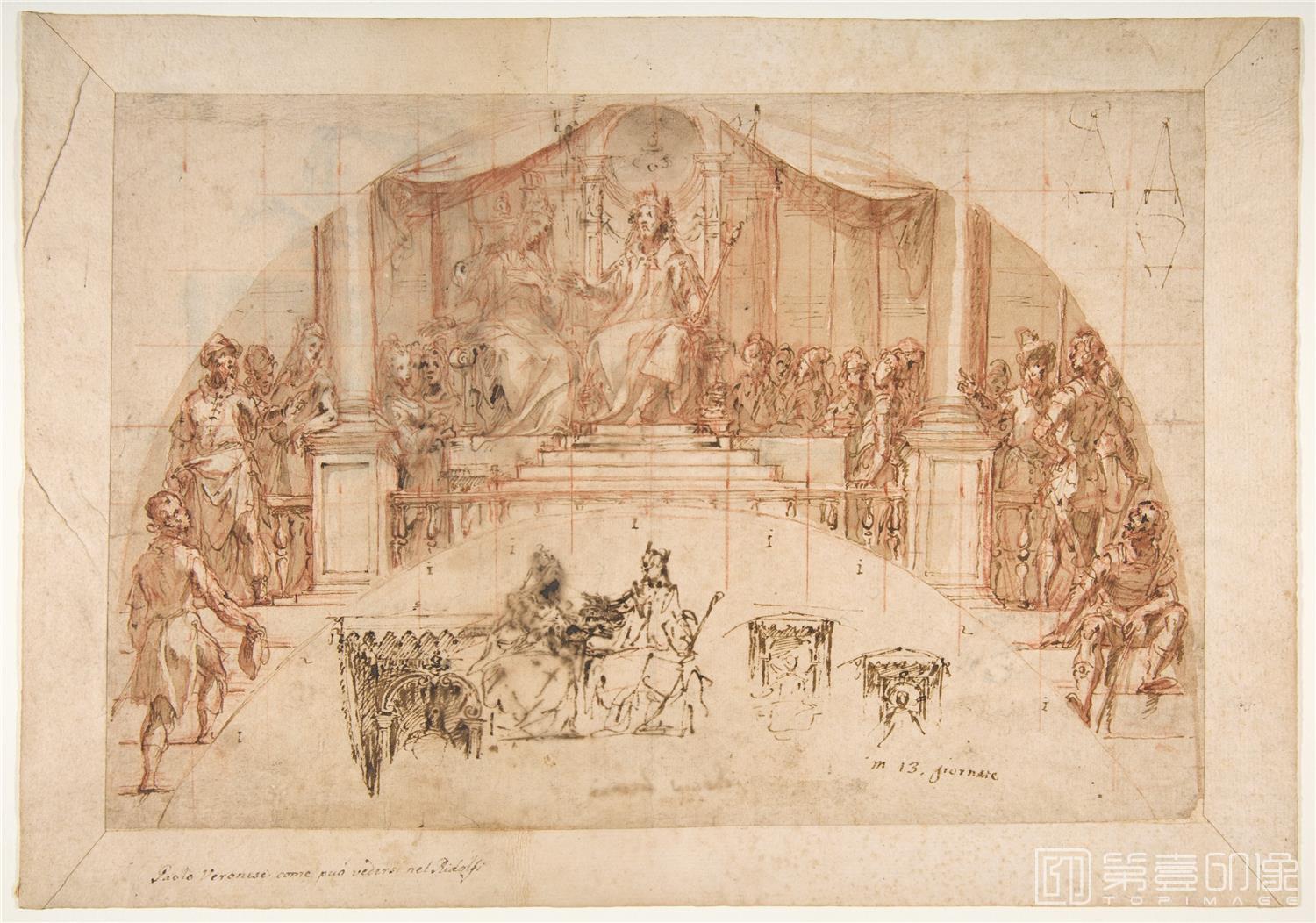 素描-美国纽约大都会美术馆素描藏画-Carlo UrbinoThe Coronation of Esther-0424